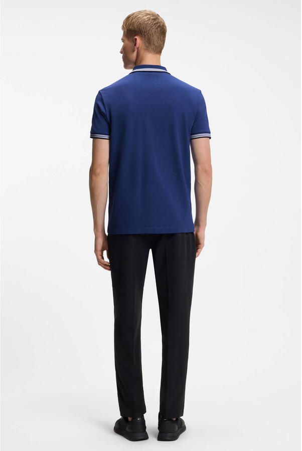 Hugo Boss Heren Polo met Details en Contrast Logo Model 50469055 Paddy Kleur Blauw Blue Heren - Foto 3