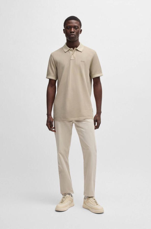 Boss Polo Shirt Korte Mouw Prime Cotton Pique Polo Shirt Light Beige