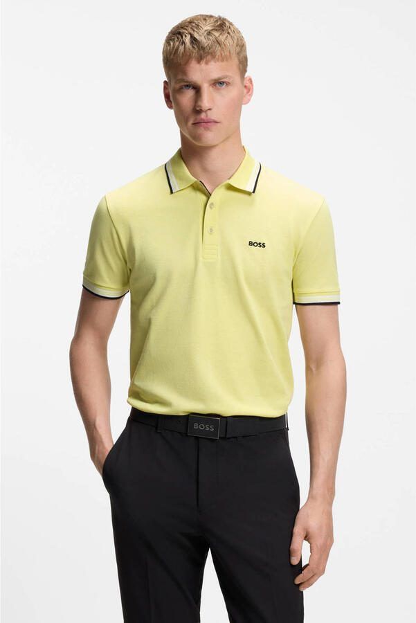BOSS regular polo geel