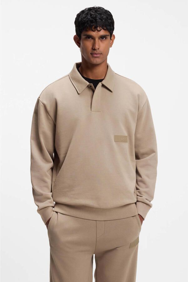 BOSS Green relaxed fit sweatshirt van katoenmix model 'SW_Placket Polo'