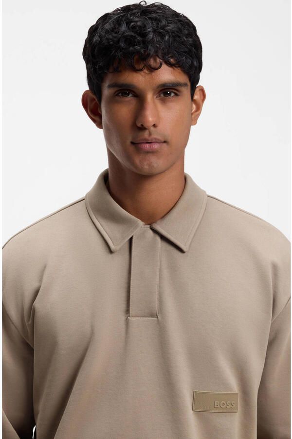 BOSS Green relaxed fit sweatshirt van katoenmix model 'SW_Placket Polo' - Foto 2