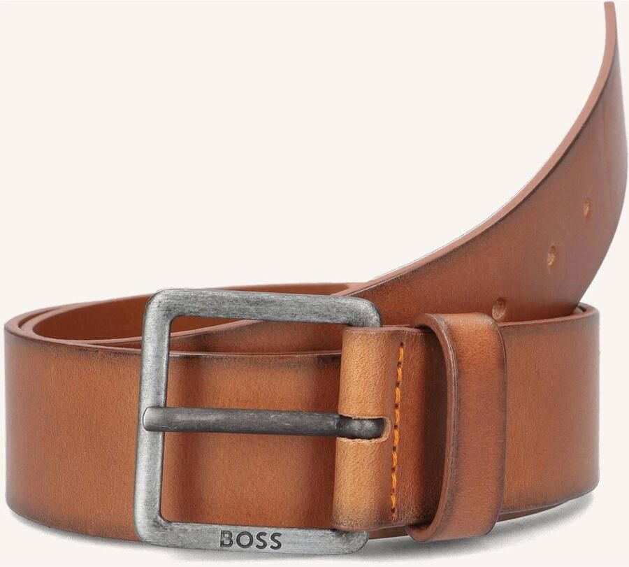 Boss Bruine Leren Riem met Metalen Gesp Brown Heren - Foto 1