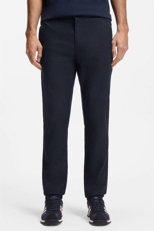 BOSS Sanderson-L-3 regular chino met linnen donkerblauw