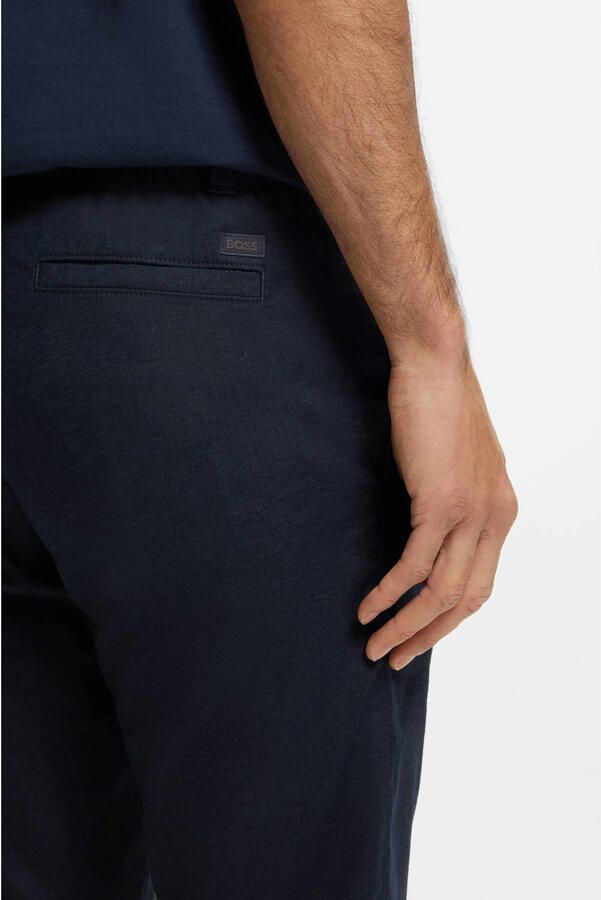 BOSS Sanderson-L-3 regular chino met linnen donkerblauw - Foto 3