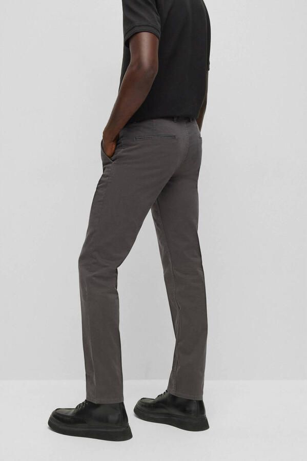 Hugo Boss katoenen broek grijs effen katoen met steekzakken - Foto 7