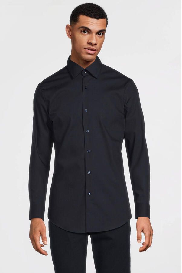 Hugo Boss Heren Zwart Overhemdjurk Slim Fit Donkerblauw Blue Heren - Foto 3