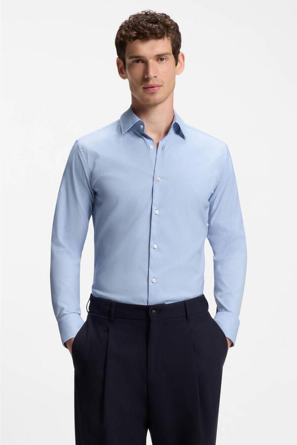 Boss Slim Fit businessoverhemd van stretch-twill model 'P-HANK-KENT-C1-222'