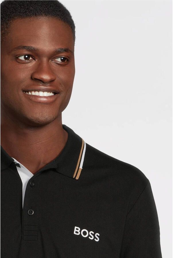 BOSS Green Regular fit poloshirt met labelstitching model 'Paddy'