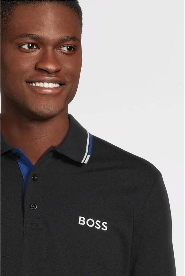 BOSS Green Regular fit poloshirt met labelstitching model 'Paddy'