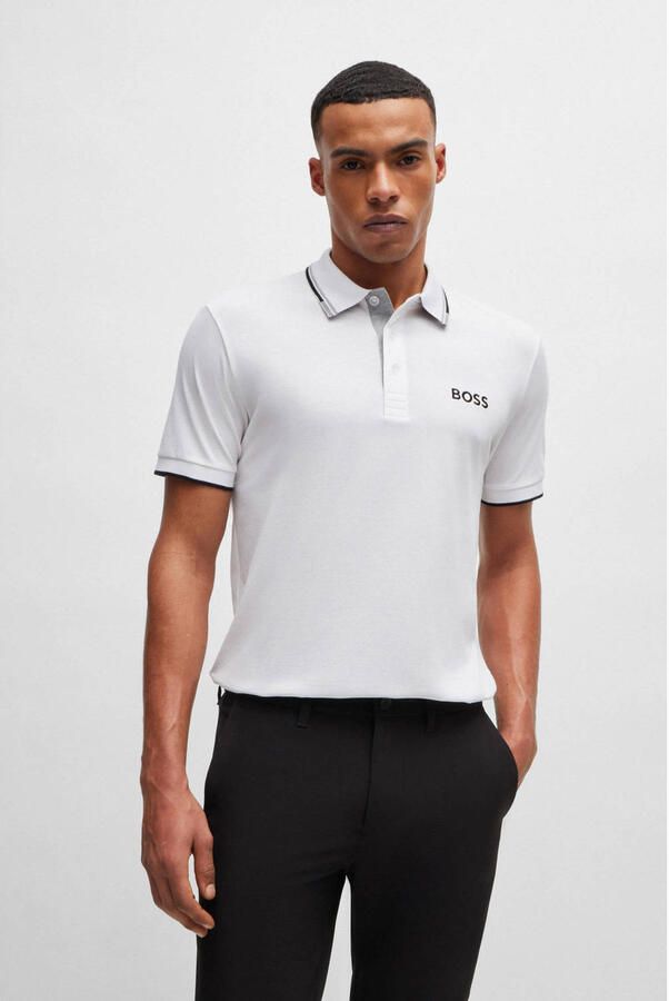 BOSS Green Regular fit poloshirt met labelstitching model 'Paddy'