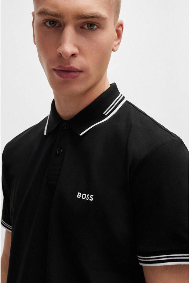 BOSS Green Slim fit poloshirt met labelprint model 'Paul' - Foto 2