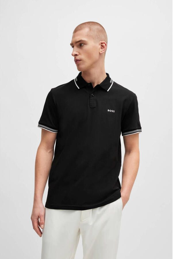 BOSS Green Slim fit poloshirt met labelprint model 'Paul'