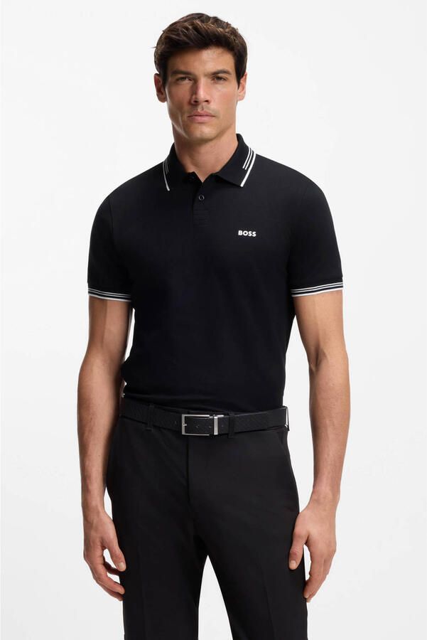 BOSS Green Slim fit poloshirt met labelprint model 'Paul'