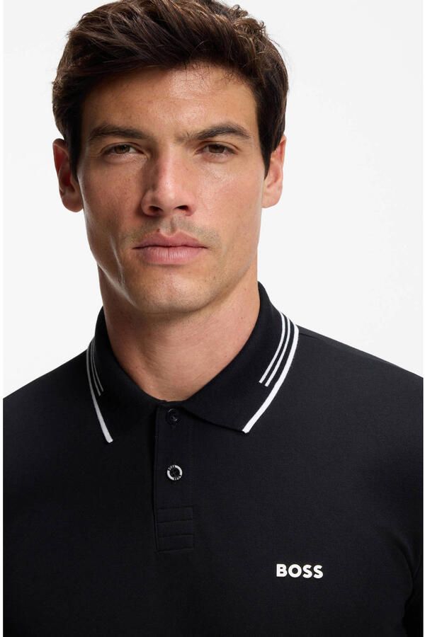 BOSS Green Slim fit poloshirt met labelprint model 'Paul' - Foto 5