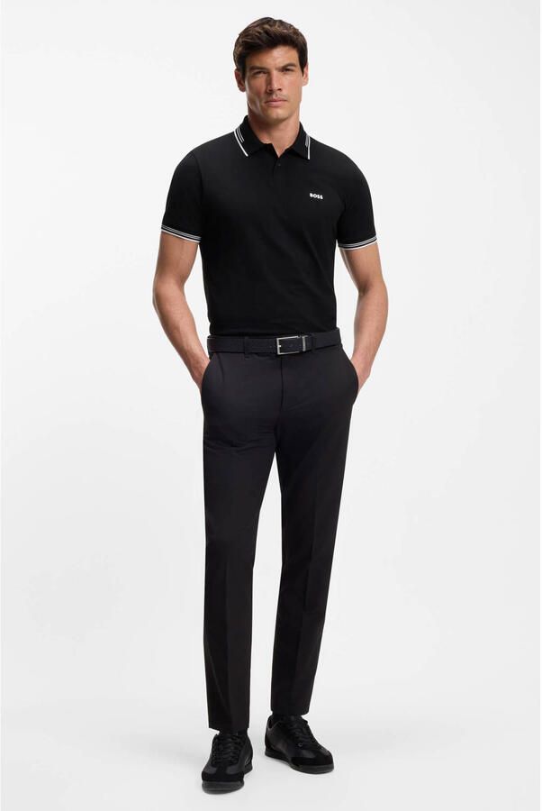 BOSS Green Slim fit poloshirt met labelprint model 'Paul' - Foto 3