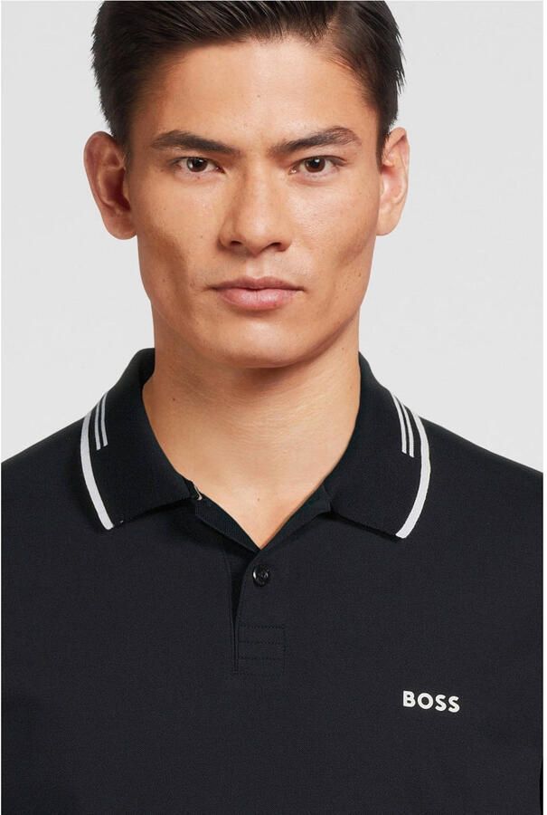 BOSS Green Slim fit poloshirt met labelprint model 'Paul' - Foto 4