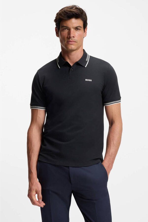 BOSS Green Slim fit poloshirt met labelprint model 'Paul' - Foto 4