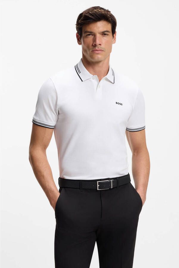 BOSS Green Slim fit poloshirt met labelprint model 'Paul'