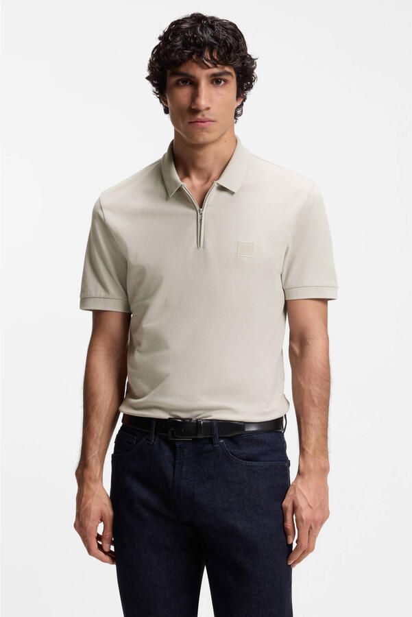 Boss Orange slim fit poloshirt van katoenmix model 'PASSERZIP'