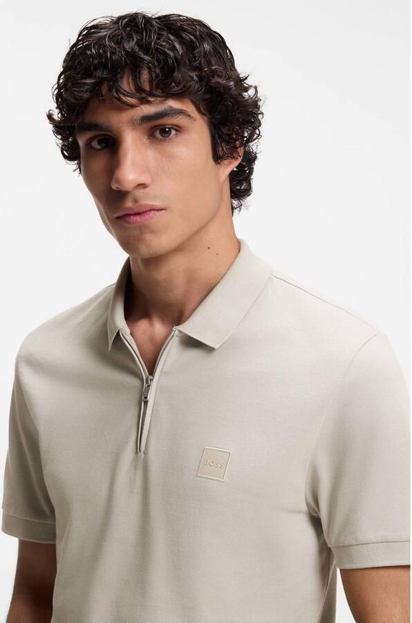 Boss Orange slim fit poloshirt van katoenmix model 'PASSERZIP' - Foto 3