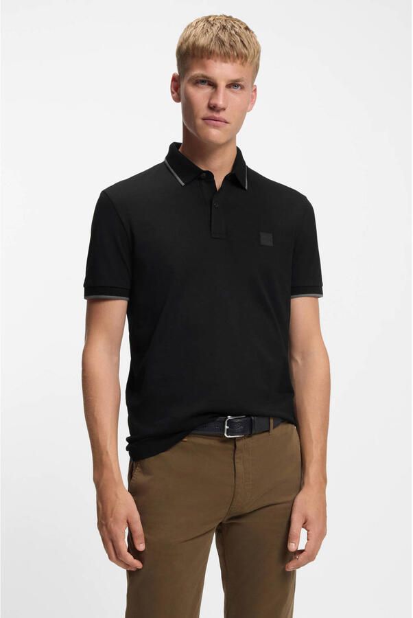 Boss Polo Shirt Korte Mouw Slim Fit Passertip Polo Shirt Black