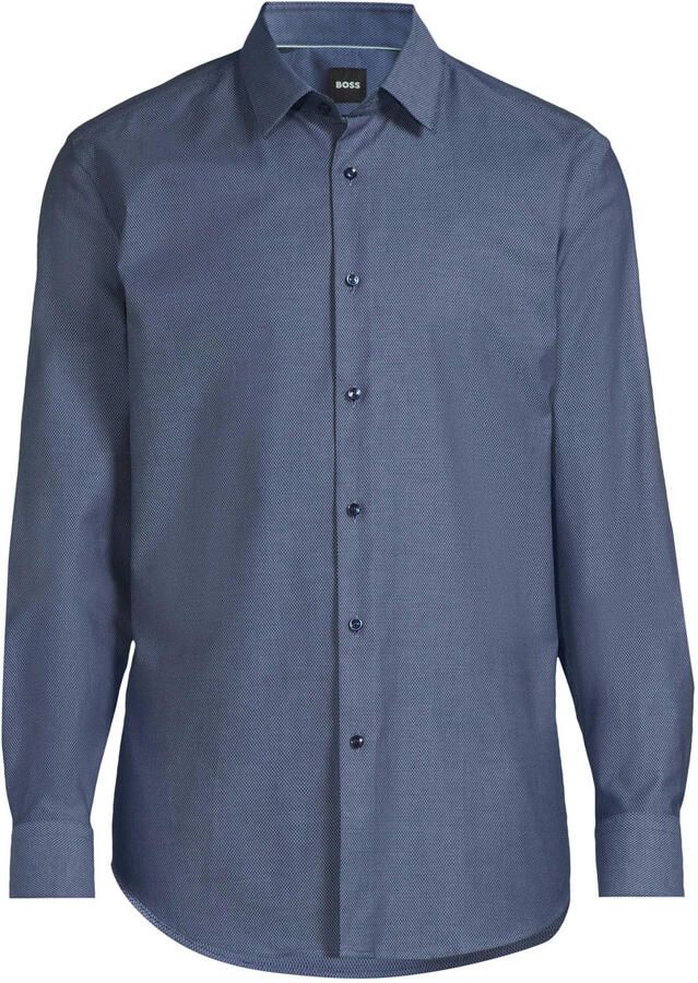 BOSS slim zakelijk overhemd met textuur donkerblauw