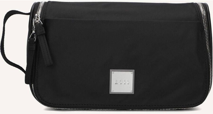 Hugo Boss Lennon Washbag in Zwart Textiel Black Heren