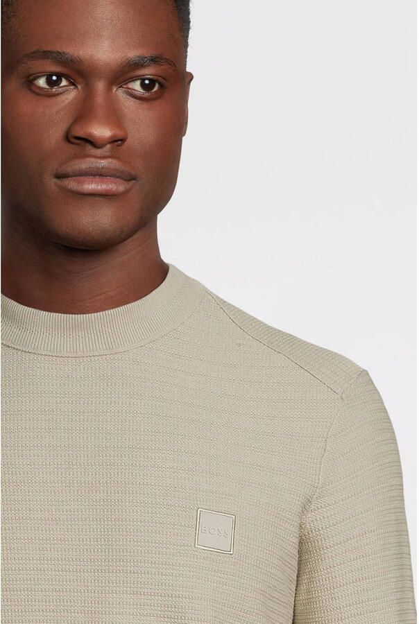 Hugo Boss Luxe Katoen-Kasjmier Crew Neck Sweater Beige Heren - Foto 5