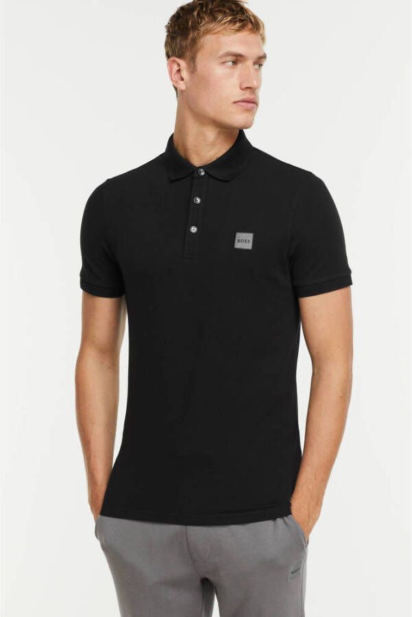 BOSS Casual fijngebreide polo Passenger black