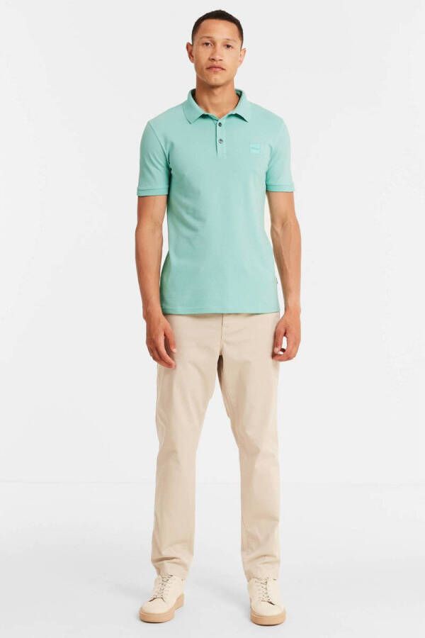 BOSS Casual gemêleerde slim fit polo Passenger light pastel green