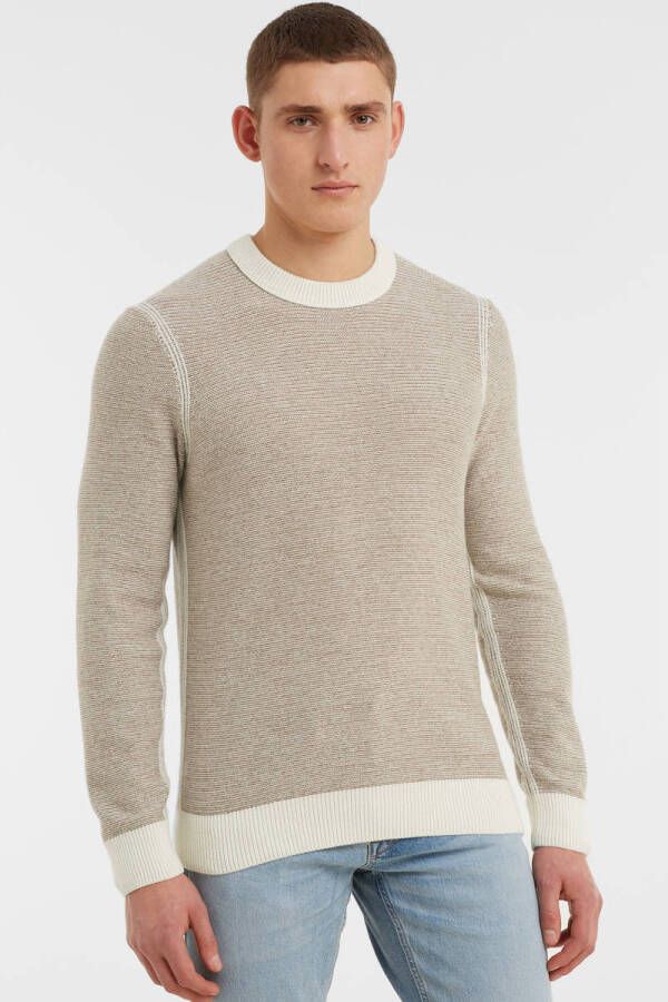 BOSS Casual gemêleerde trui Amodoro met wol beige