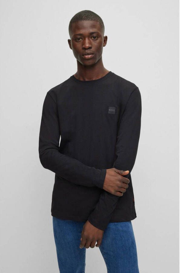 BOSS Casualwear Longsleeve met logoprint model 'Tacks'