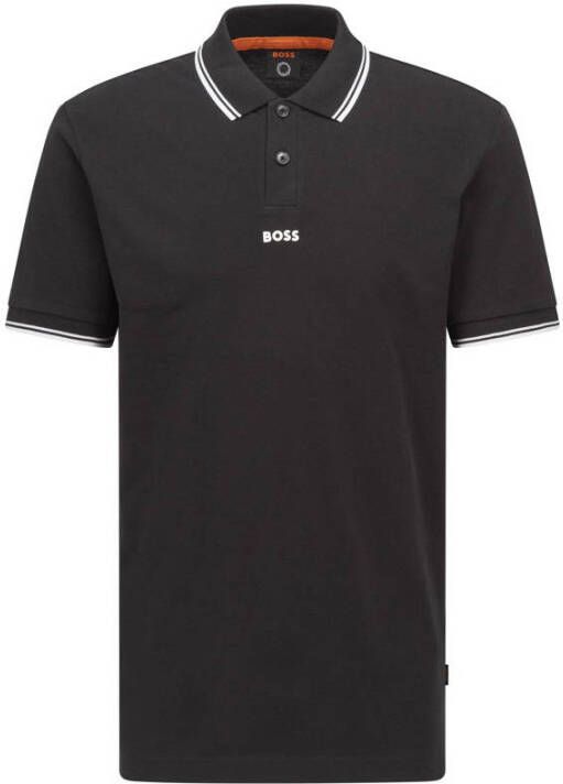 BOSS Casual polo PChup met contrastbies black