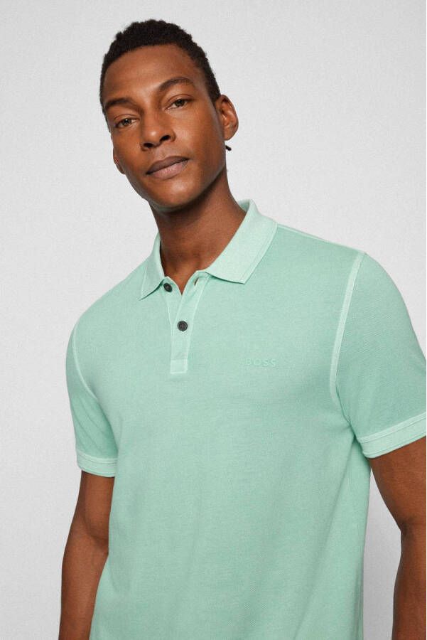 BOSS Casualwear Slim fit poloshirt met labelprint model 'Prime'