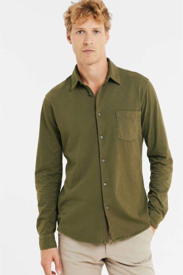 BOSS Casual slim fit overhemd dark green