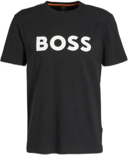 BOSS Regular fit t-shirt thinking met logo black