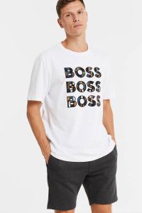 BOSS Casualwear T-shirt met logostitching model 'Teelogofun'