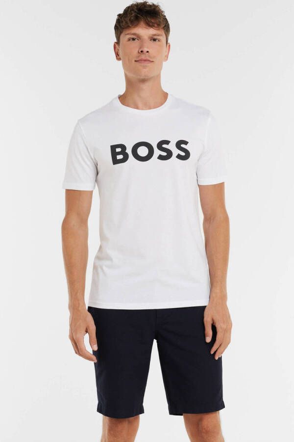 BOSS Casual T-shirt Thinking met logo natural