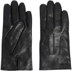 BOSS leren handschoenen met logo zwart