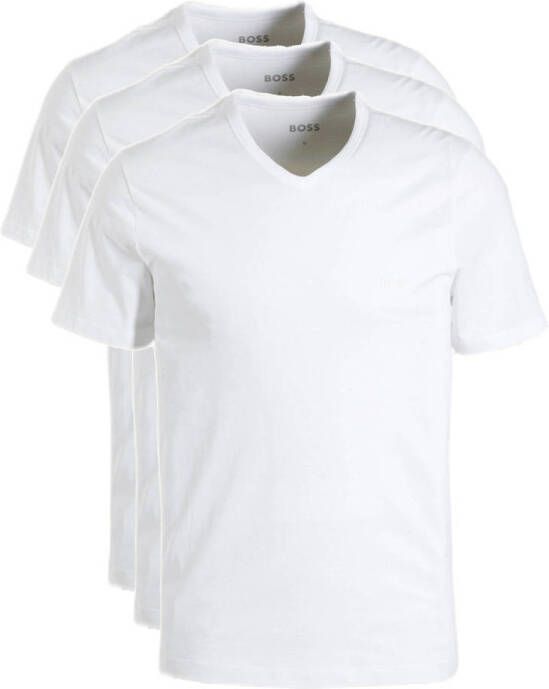 Boss Katoenen T-shirts 3-pack Regular Fit V-hals Logo Borduursel White Heren - Foto 7