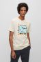 BOSS regular fit T-shirt TeeShark met printopdruk light beige - Thumbnail 1