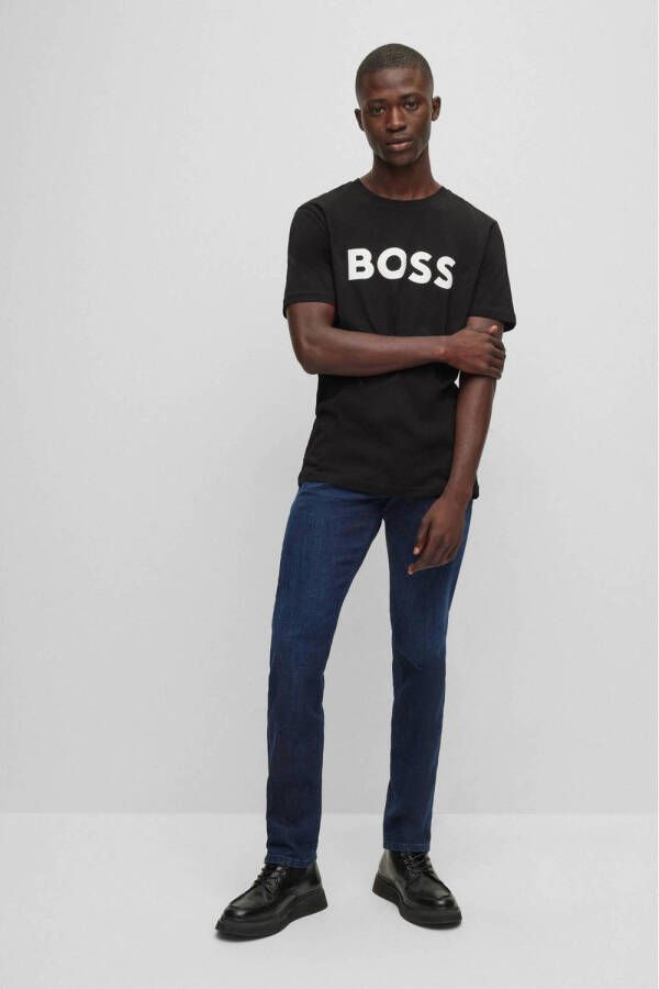 Boss T-shirt met applicatie met labelstitching model 'Tiburt'