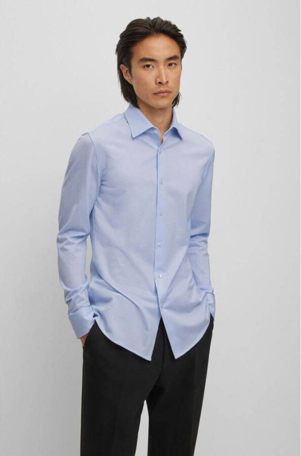 BOSS slim fit overhemd HANK met all over print light pastel blue