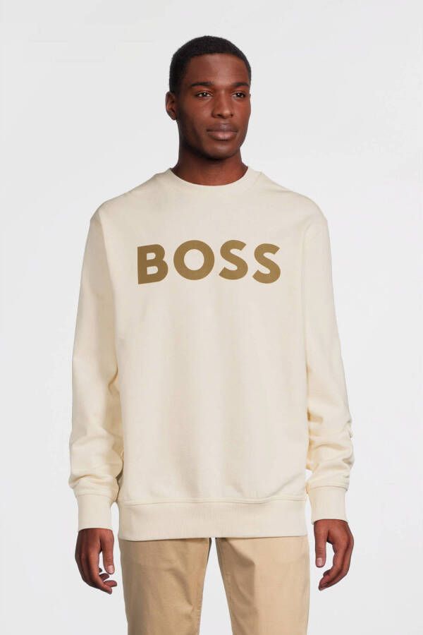 BOSS sweater met logo light beige