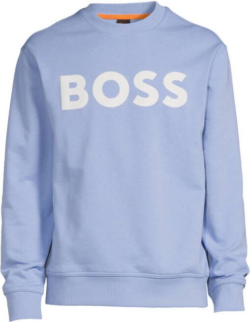 BOSS sweater met logo open blue
