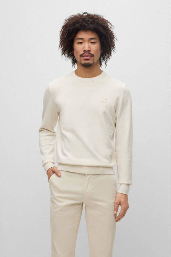 BOSS Casualwear Gebreide pullover met labelpatch model 'Kanovano'