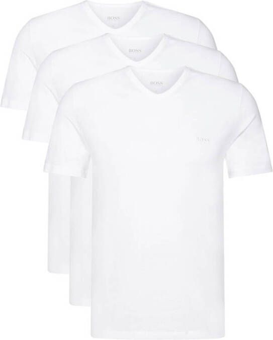 Hugo Boss t-shirt 3-pack wit effen katoen