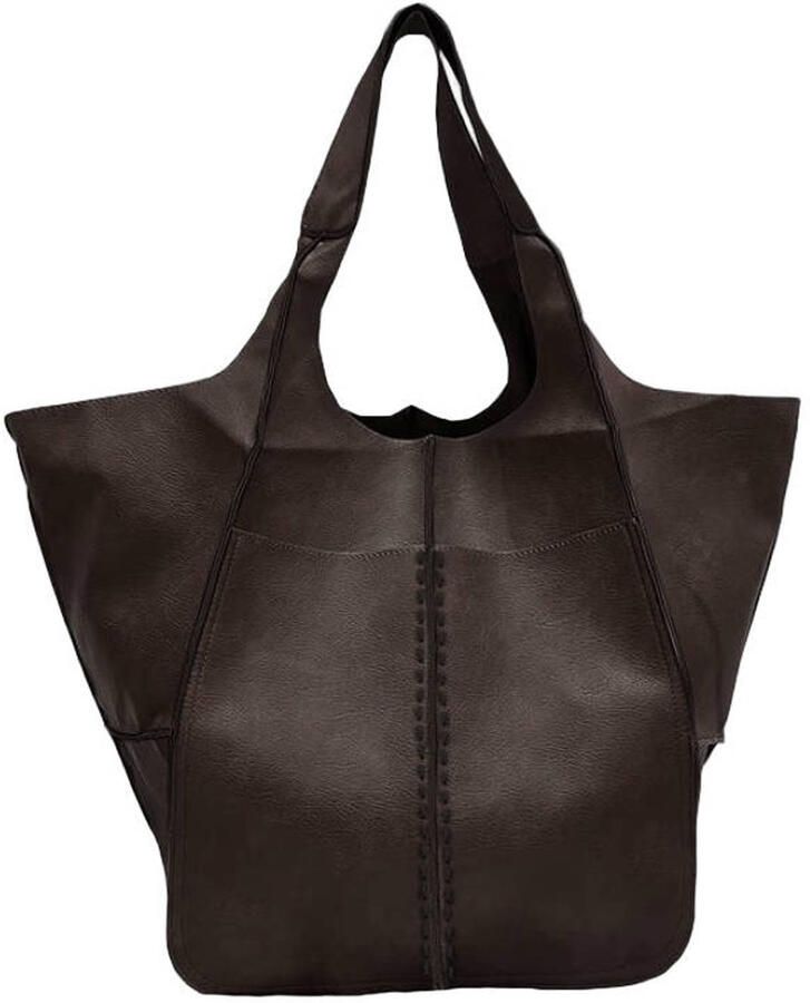 BRONX leren shopper Kya-na donkerbruin