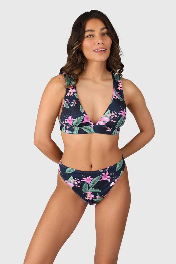 Brunotti brazilian bikinibroekje Flores donkerblauw roze