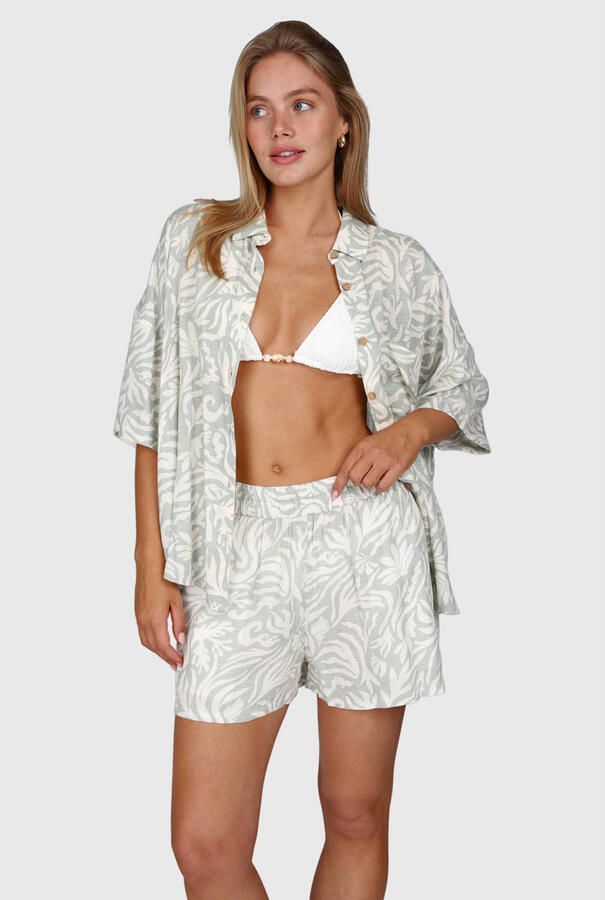 Brunotti strandshort Ize lichtgrijs wit